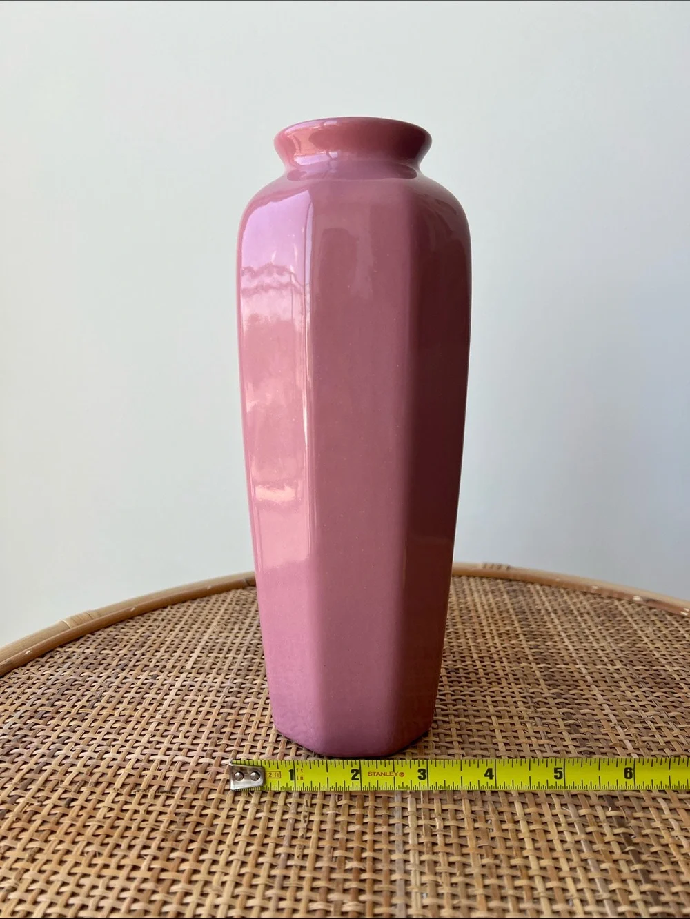 Vintage Tall Ceramic Vase Pink Mauve - Picture 10 of 11